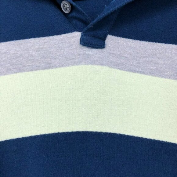 Banana Republic Dress Polo navy with yellow grey stripe men’s Large - Picture 11 of 15